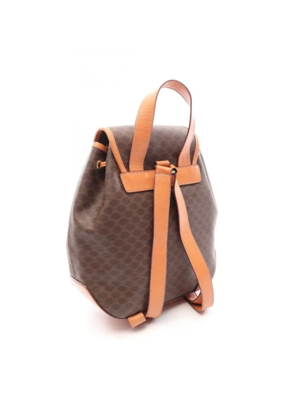 Celine Backpack Macadam Brown Dark Canvas Leather